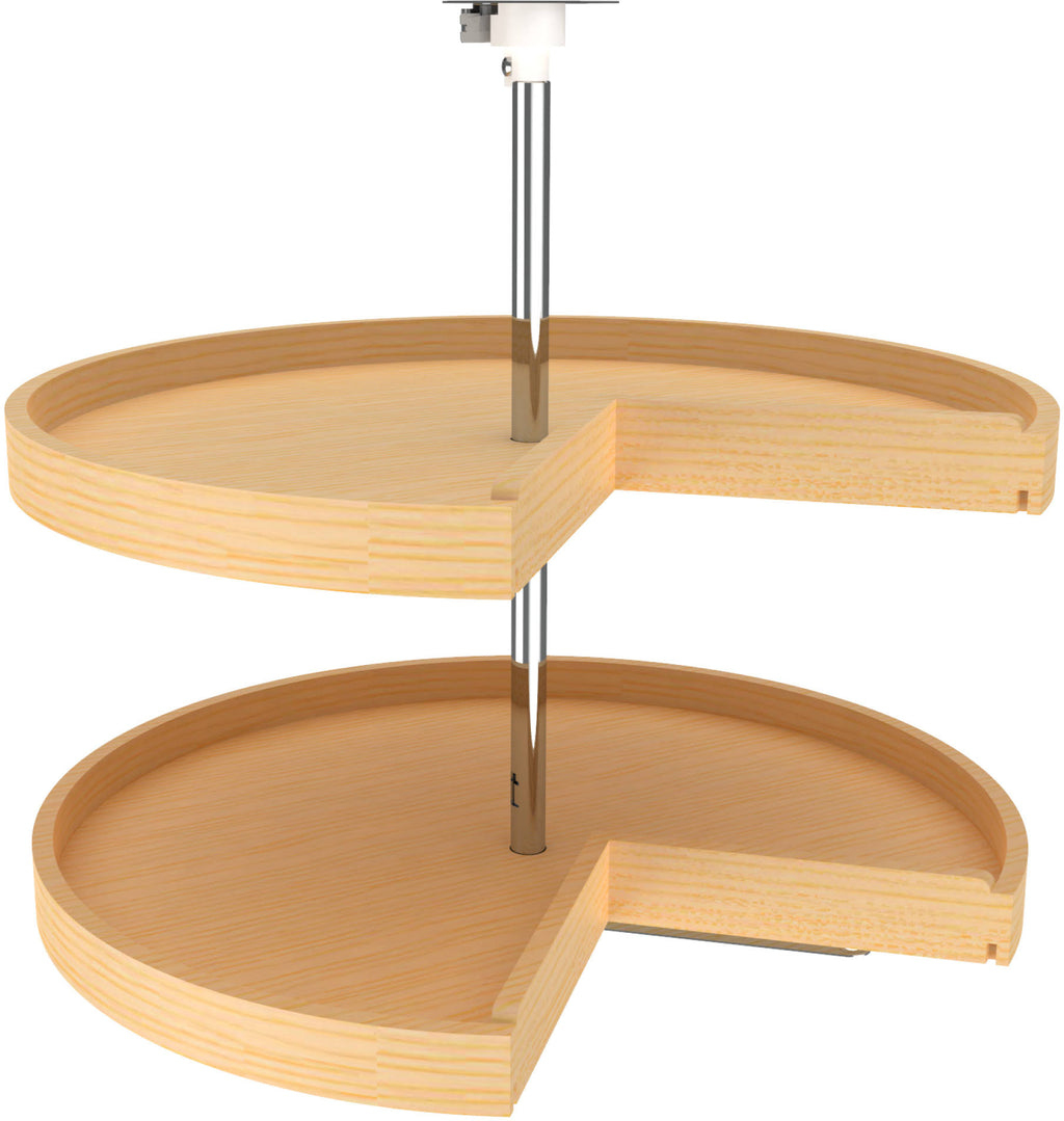 28x22 Banded Wood Pie-Cut Lazy Susan 2-Shelf Q2677