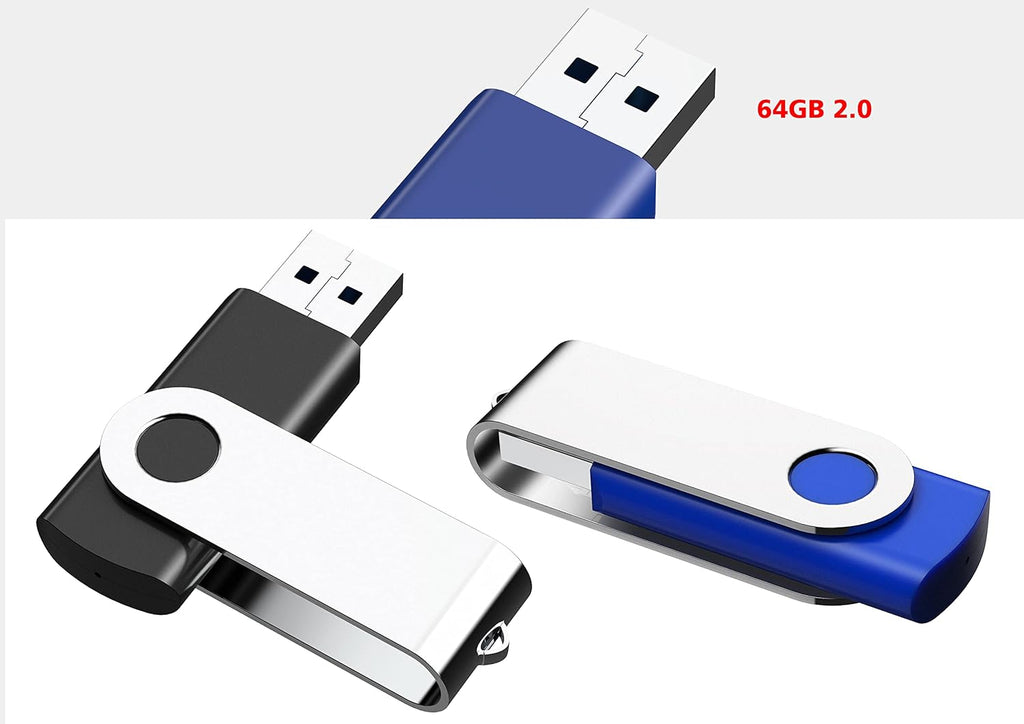64GB USB 2.0 Flash Drive 10 Pack (Black, Blue) Q729