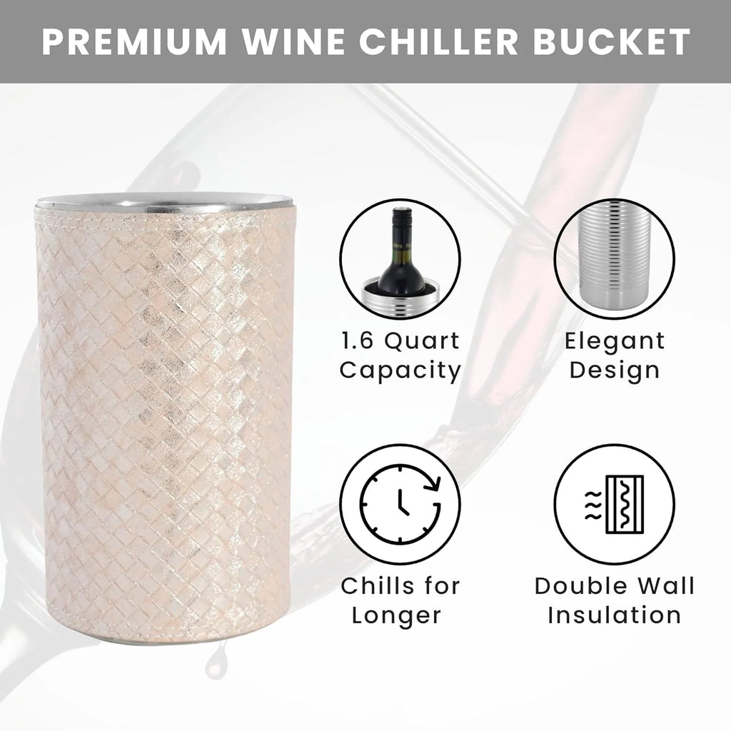 Wine Chiller Bucket, Double Wall Stainless Steel, 1.6 Qt Z746852