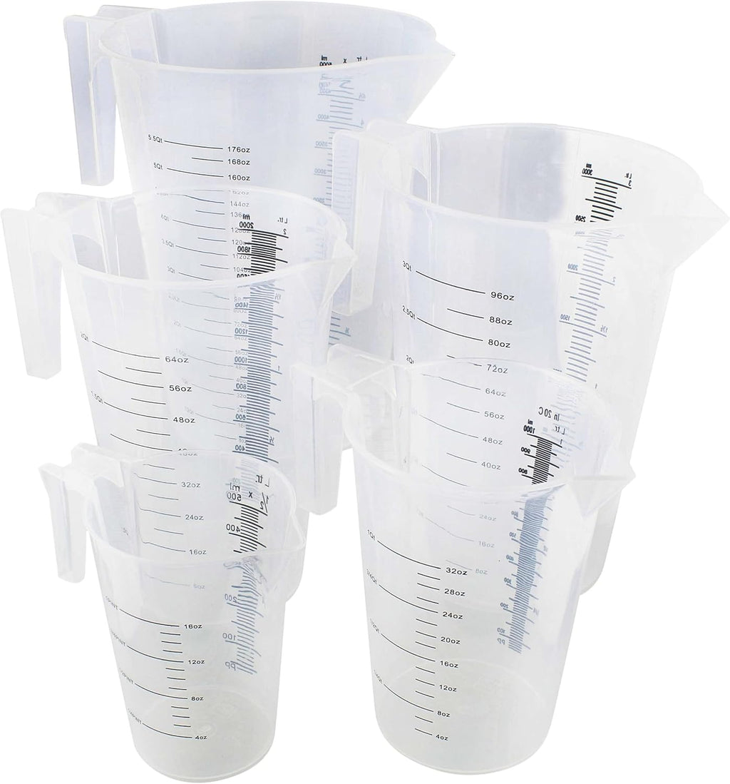 5 Piece Set of Graduated Plastic Mixing Pitchers Q7692