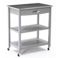 Gray Kitchen Cart with Stainless Steel Top T664