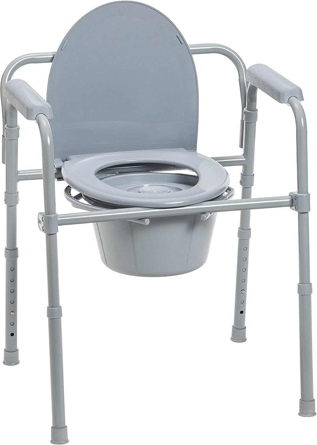 4 Wheel Rollator Walker with Seat, Steel Rolling Walker, Height Adjustable Folding Steel Bedside Commode Chair, Portable Toilet W527864