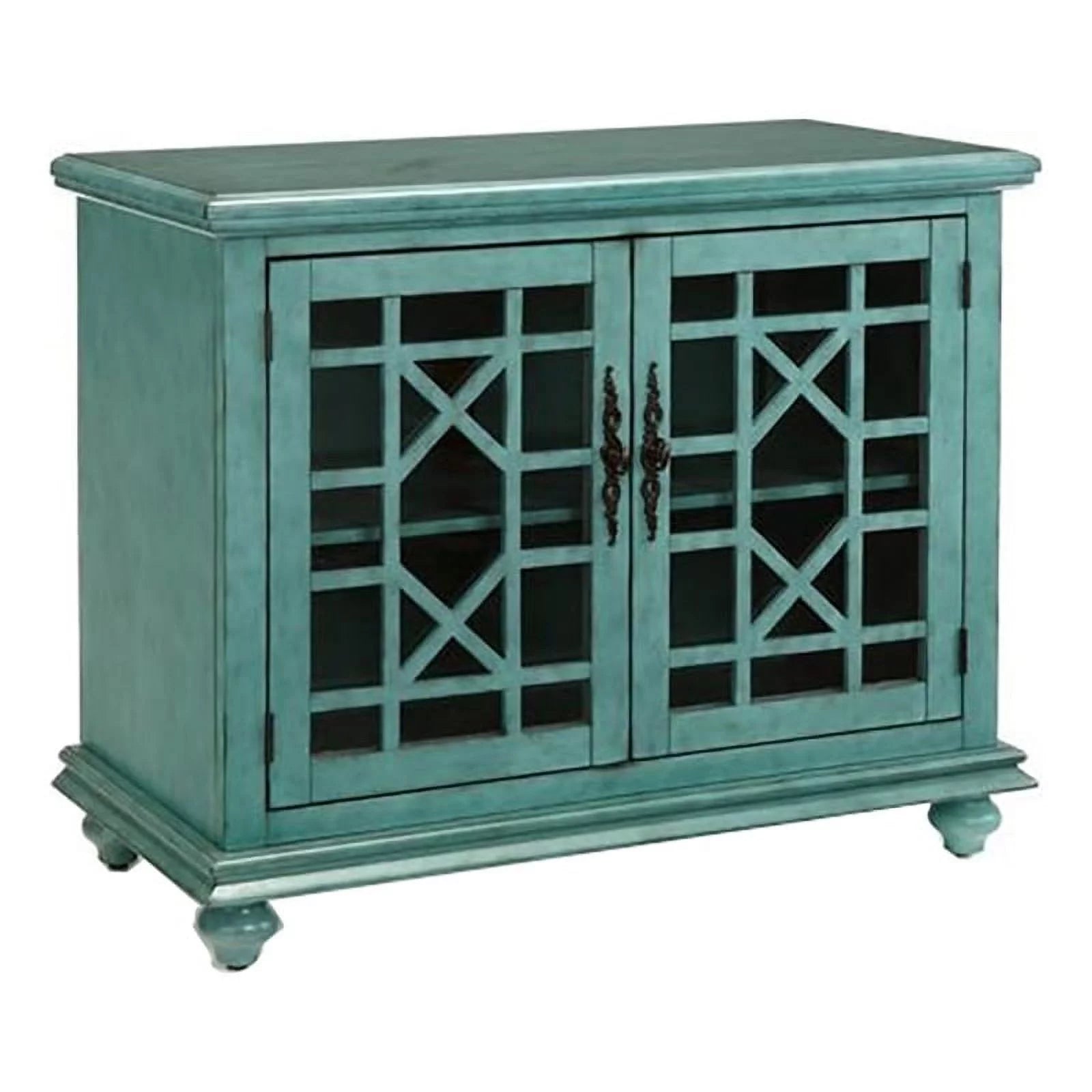 Antique Teal Green Wood TV Stand C2514