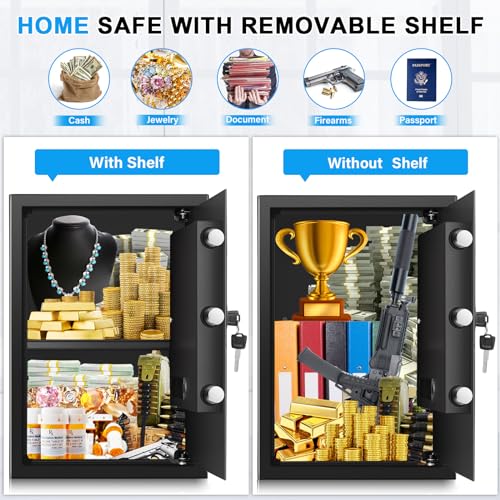 2.8 Cub Large Steel Fireproof Waterproof Home Security Safe Box with Electronic Keypad and Alarm System D658