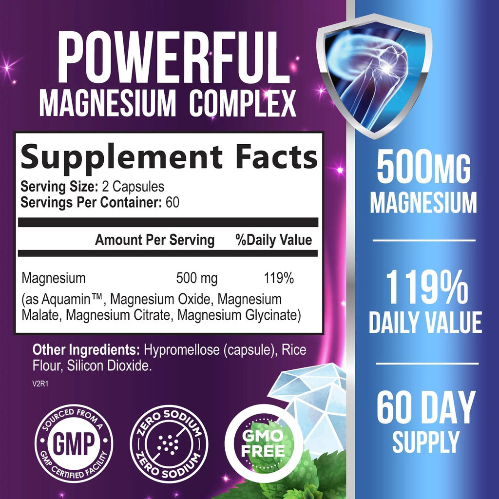 Magnesium Complex 500mg Chelated Magnesium Capsules, 120 Capsules S434859