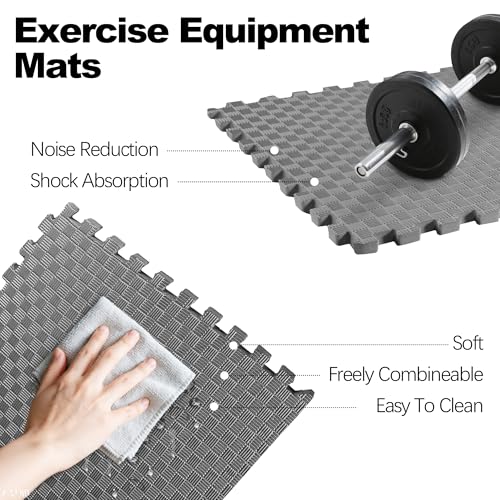 1" Thick EVA Interlocking Foam Gym Flooring Mat, Black (24 Sq Ft) M77734