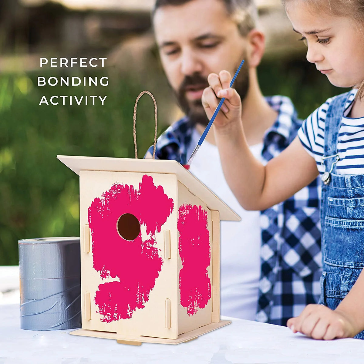 12 Wooden Birdhouse Crafts for Kids with Paint Strips, Paintbrushes & Stickers A99802