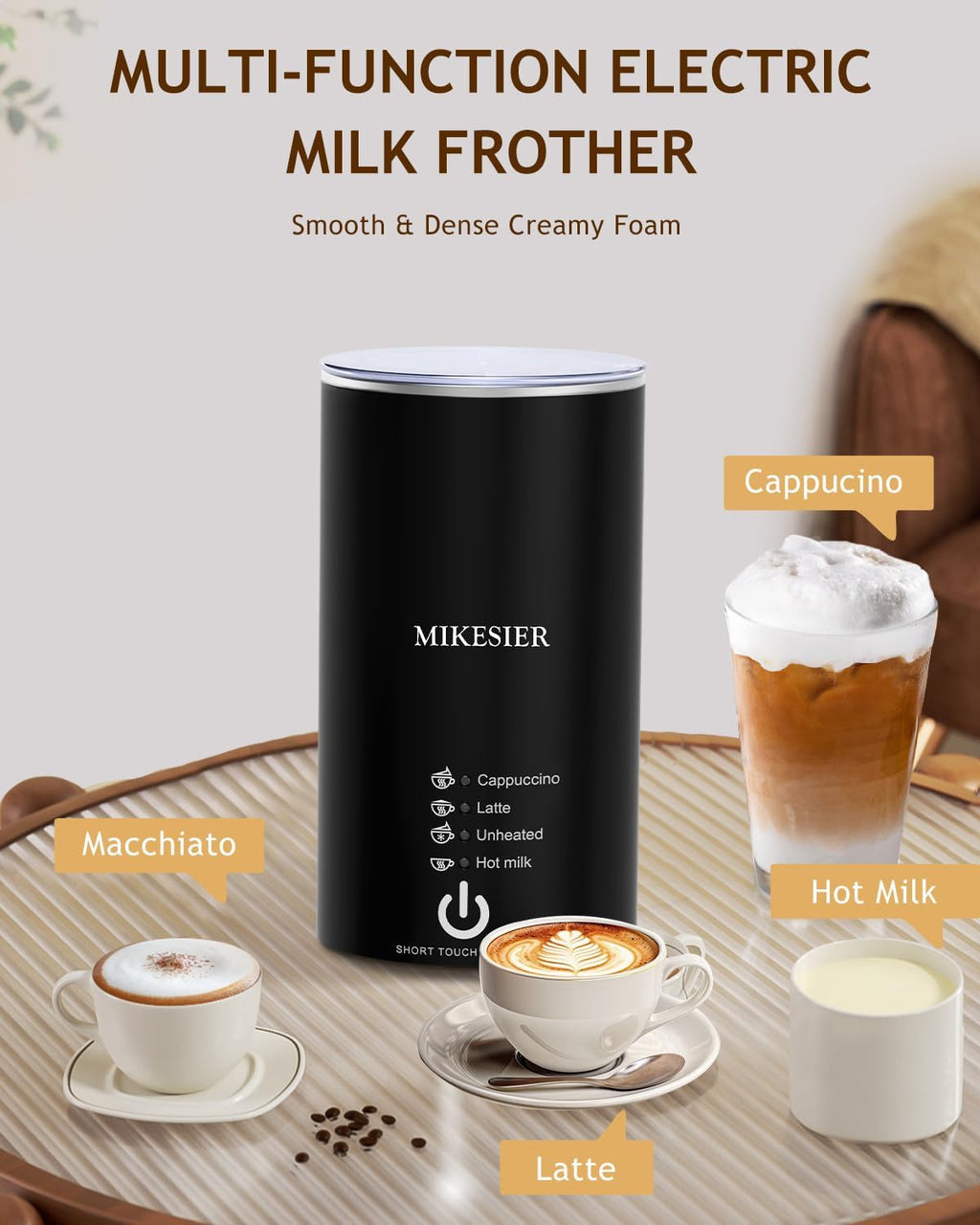 Single Serve Coffee Maker with Milk Frother, 28oz Removable Water Tank K3170