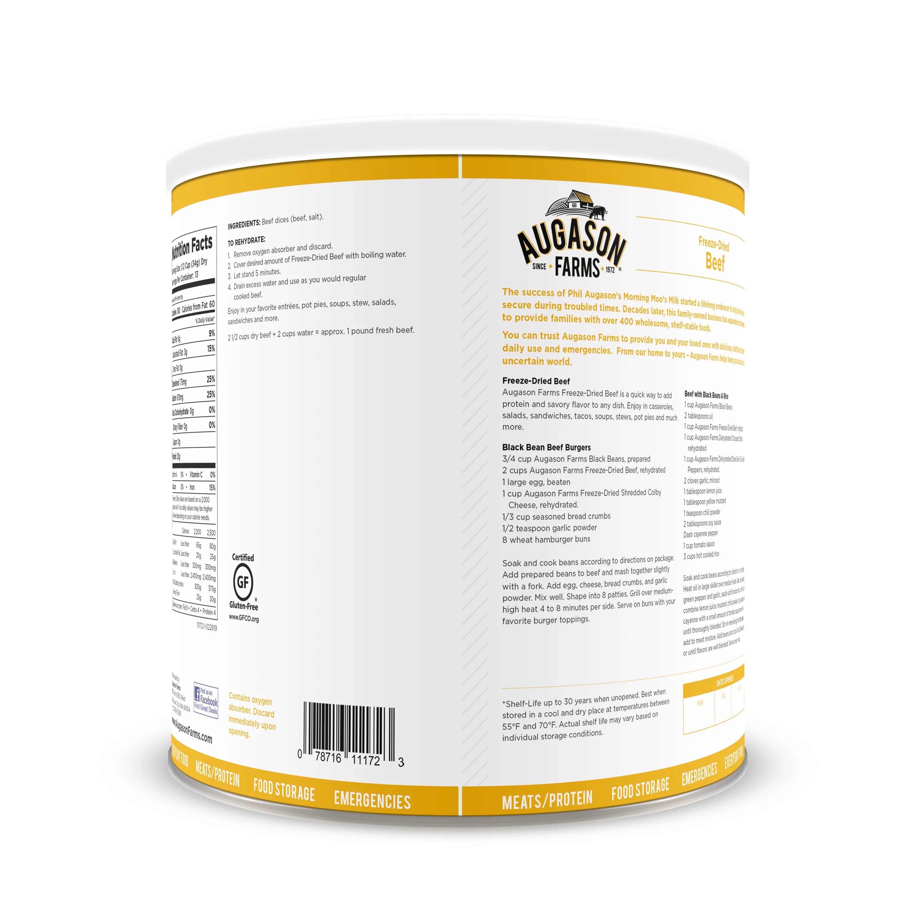 Freeze-Dried Beef Chunks No. 10 Can, 16 oz D878224