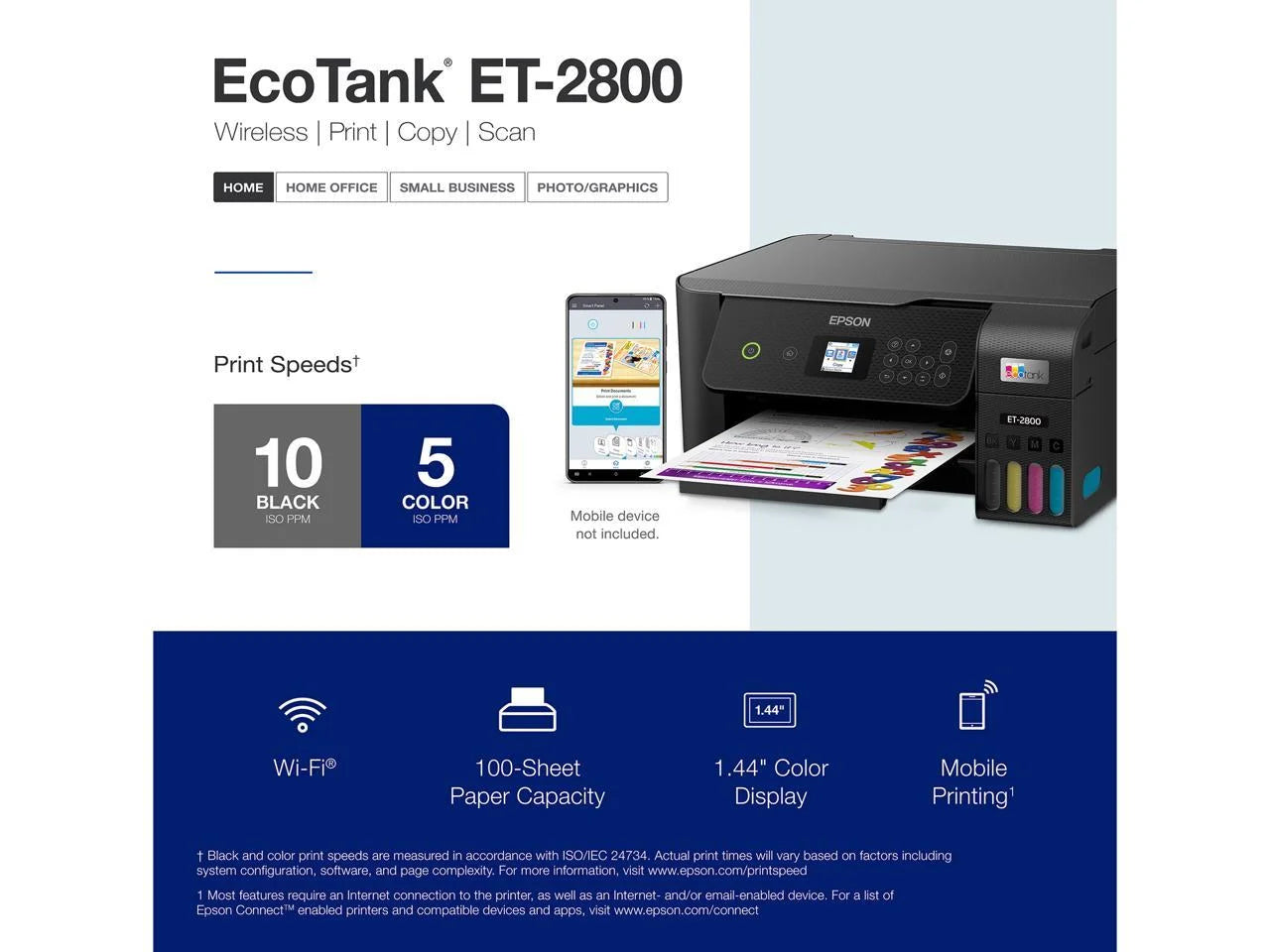 Black Wireless Color All-in-One Supertank Printer S3712