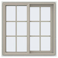Desert Sand Vinyl Right-Handed Sliding Window with Colonial Grids U75613