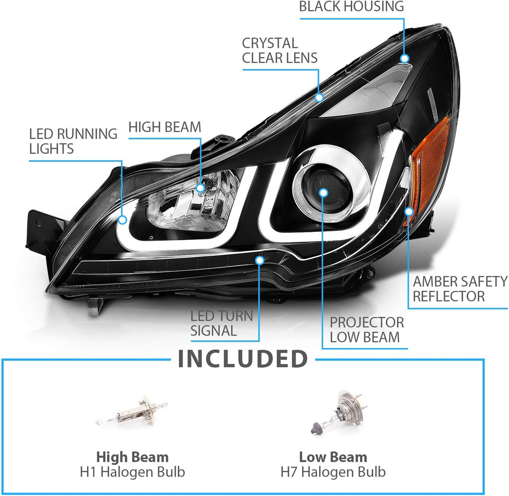 Black Dual LED Bar Projector Headlights Z933373
