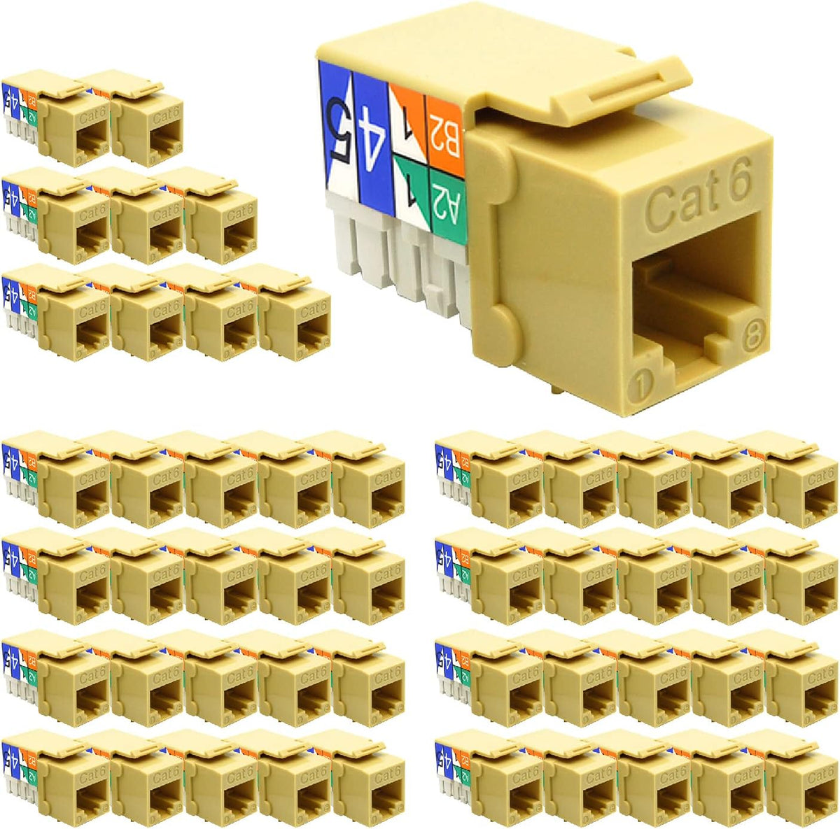 Cat.5E RJ45 Keystone Jacks, 50-Pack, Orange U5174