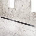Matte Black Linear Shower Drain with Flange P32436
