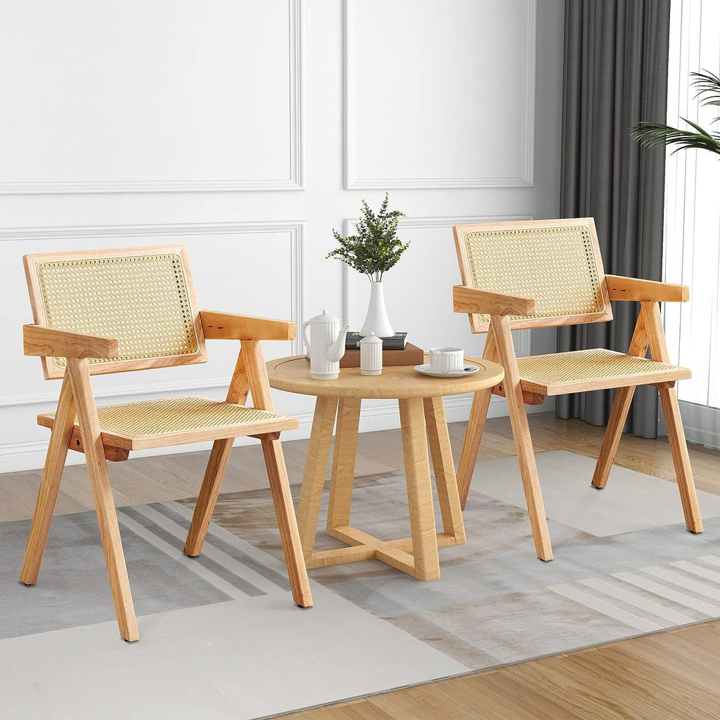 Rattan Cane Dining Chair with Wood Base S452694