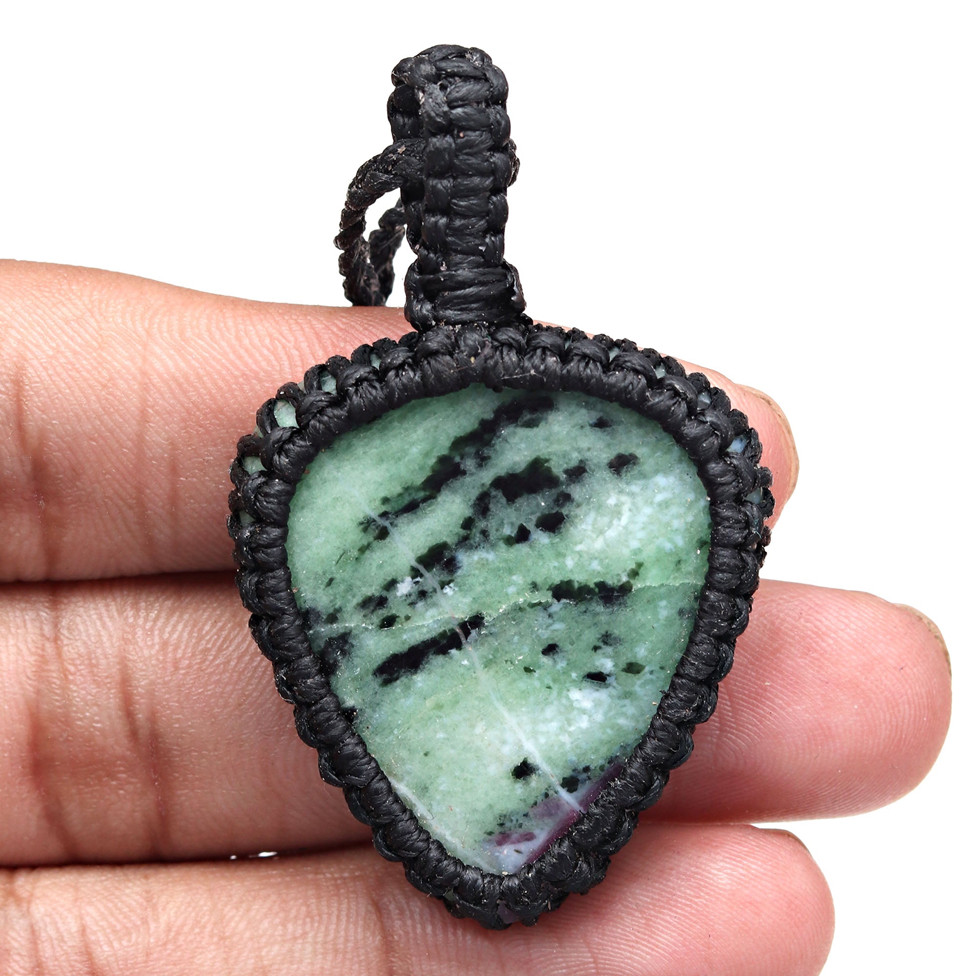 Ruby Zoisite Macrame Gemstone Necklace D7545
