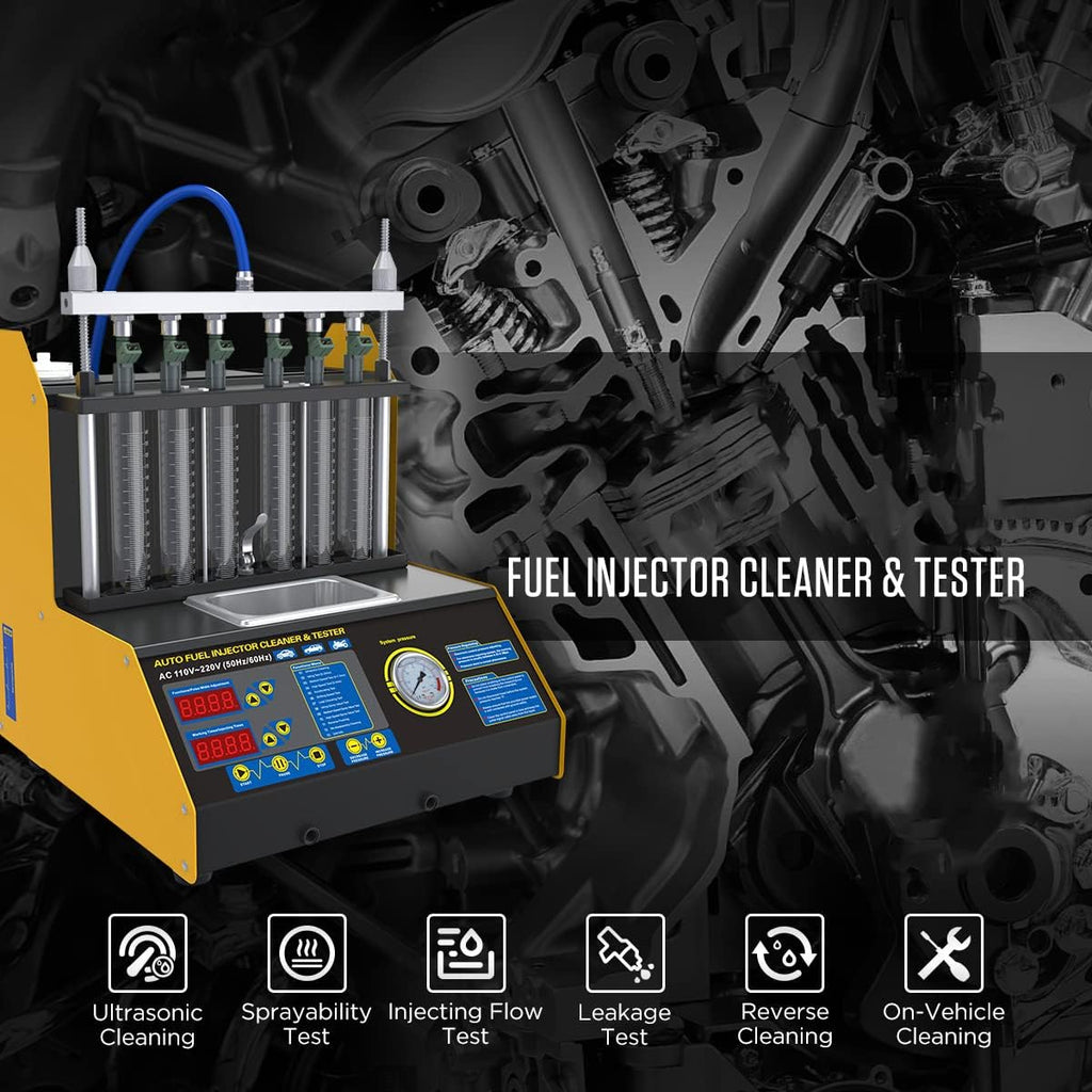 6 Cylinder Ultrasonic Fuel Injector Cleaner and Tester 110V/220V V924315