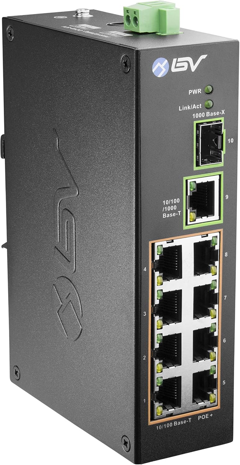 10 Port PoE+ Industrial DIN Rail Switch with Gigabit Ethernet & SFP Uplink L508479
