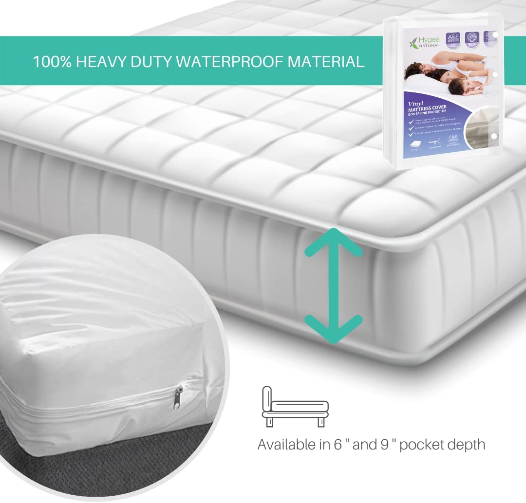 King Size Zippered Waterproof Vinyl Bed Bug Box Spring Cover E86869
