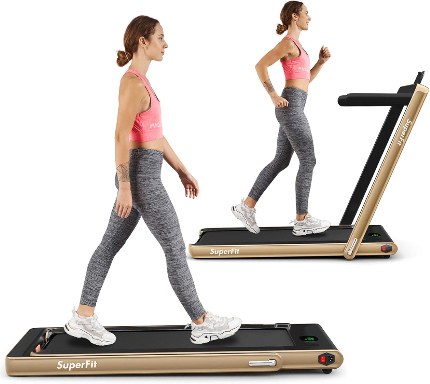 2 in 1 Folding Treadmill with Bluetooth Speaker and LED Display I489