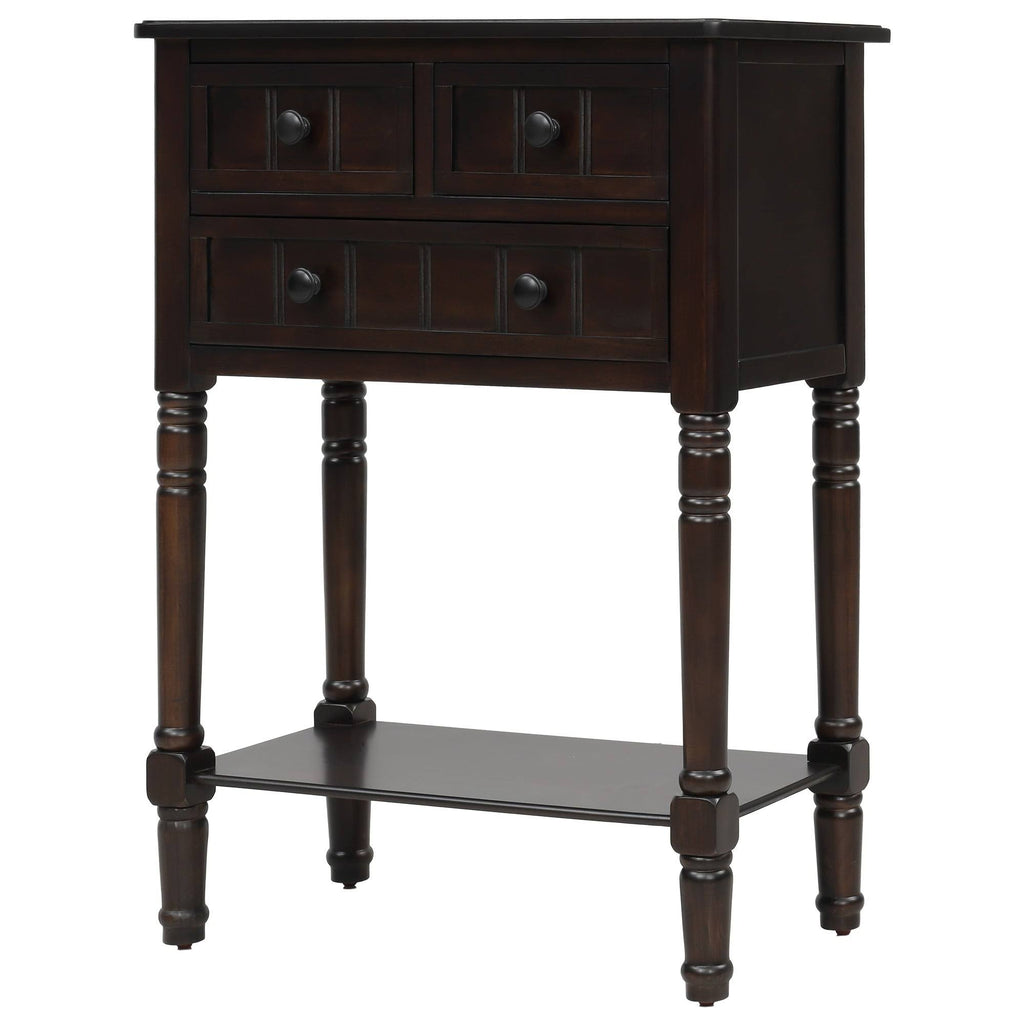 Retro Blue Narrow Console Table with 3 Drawers and Shelf L73282