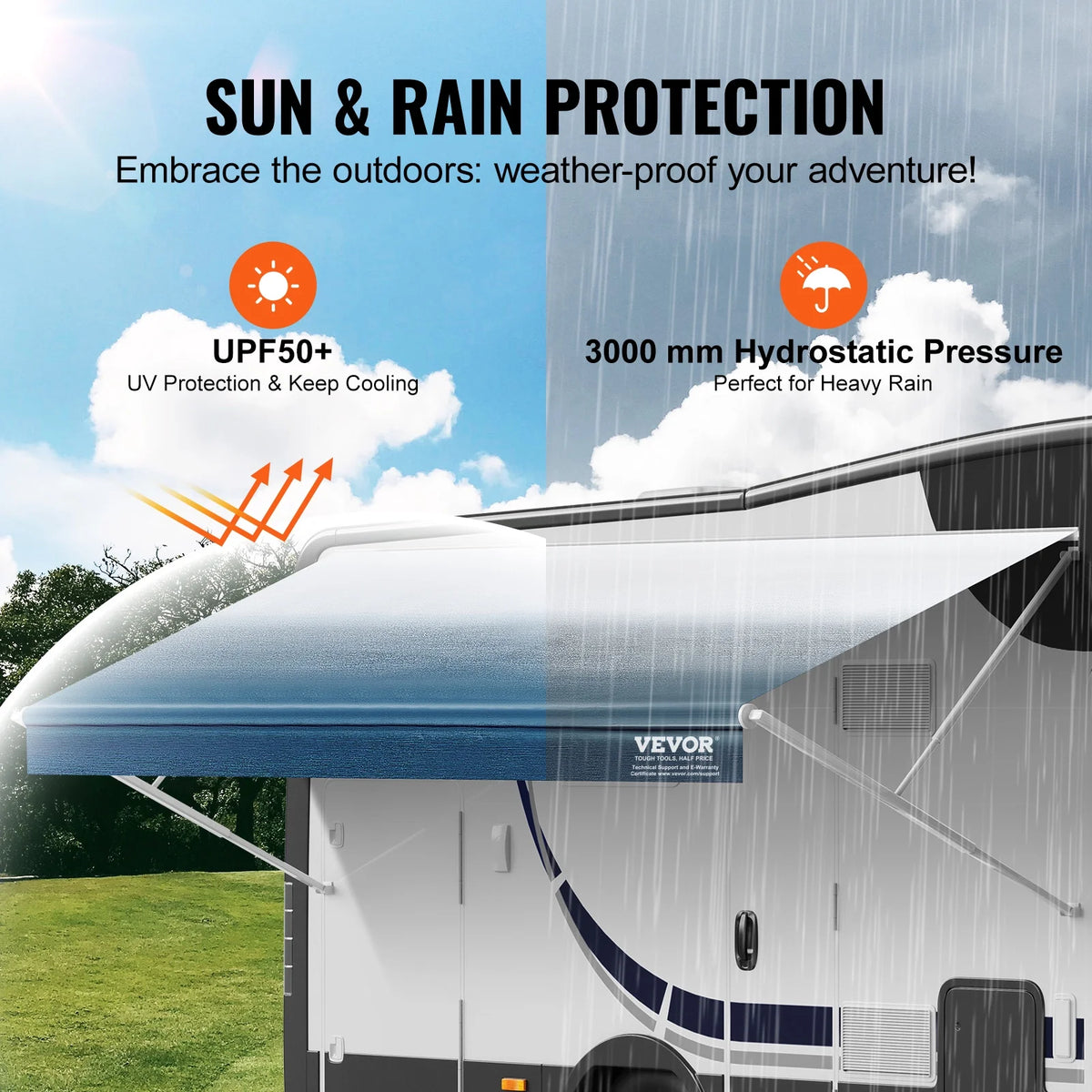 20' RV Awning Fabric Replacement Waterproof Fabric Q5872