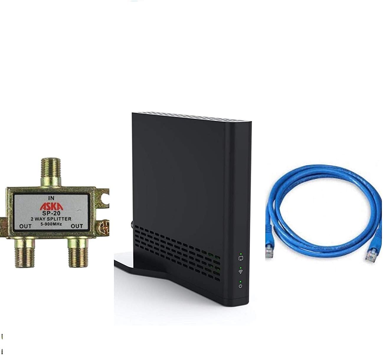 Dual-Tuner Local Channel Streamer with Cat5e UTP Cable and Coaxial Cable Splitter E181