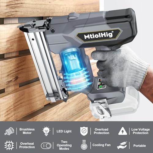 Cordless 18GA Brad Nailer, 18 Gauge Nail Gun, Brushless, 2 Mode, 5/8 to 1-1/4 Inch, Tool Only S25538
