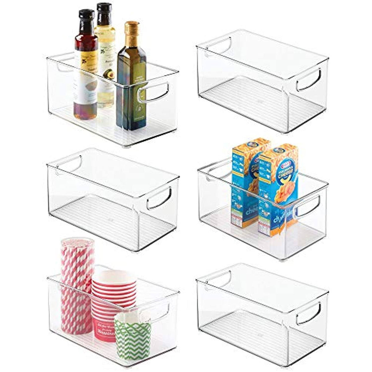 6 Pack Plastic Kitchen Food Storage Bin with Handles W761234