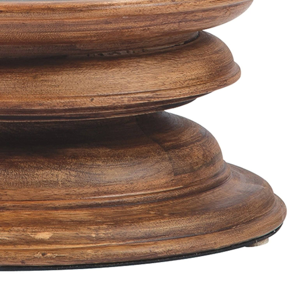 Clear Glass Hurricane Candle Holder with Wooden Base U976958