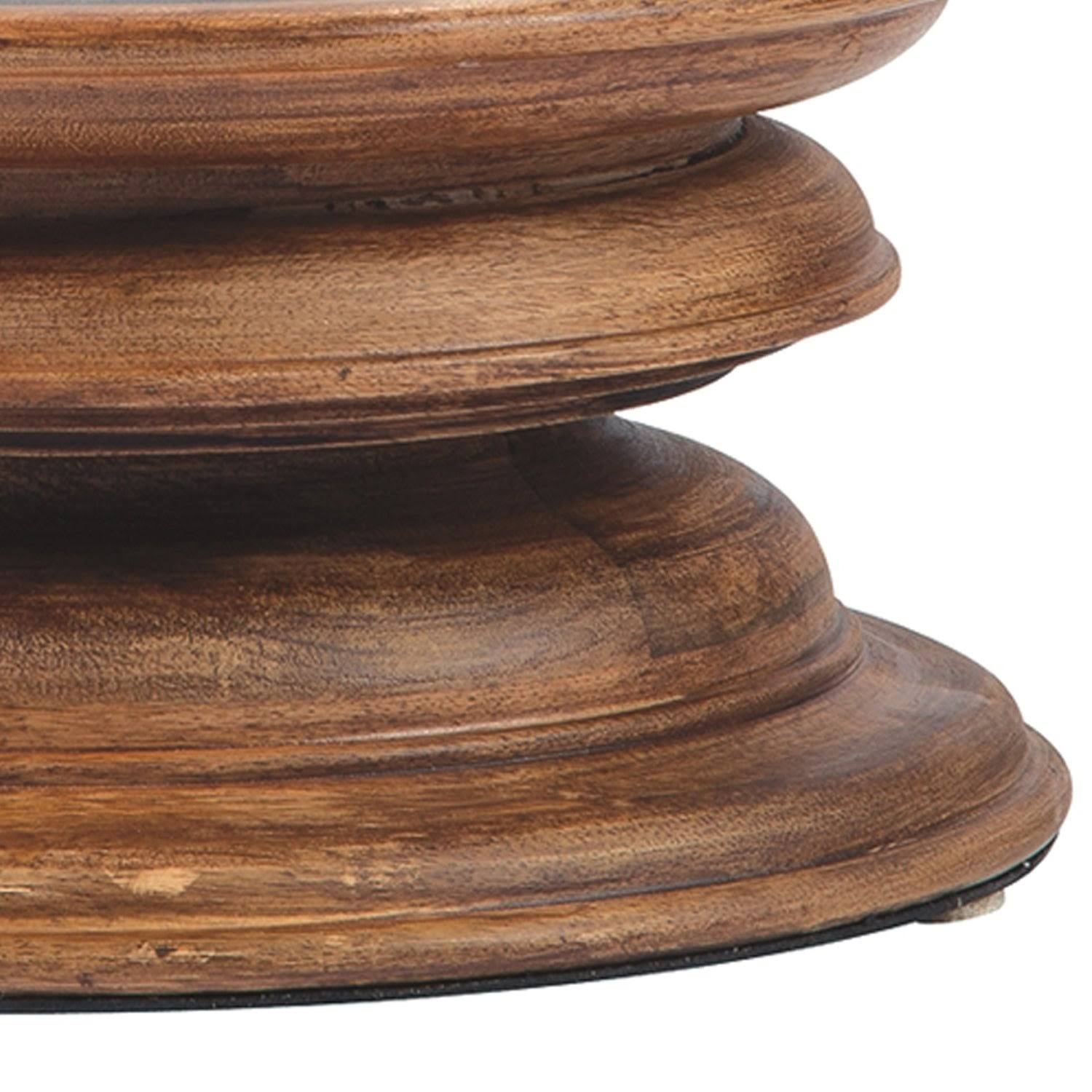 Clear Glass Hurricane Candle Holder with Wooden Base U976958