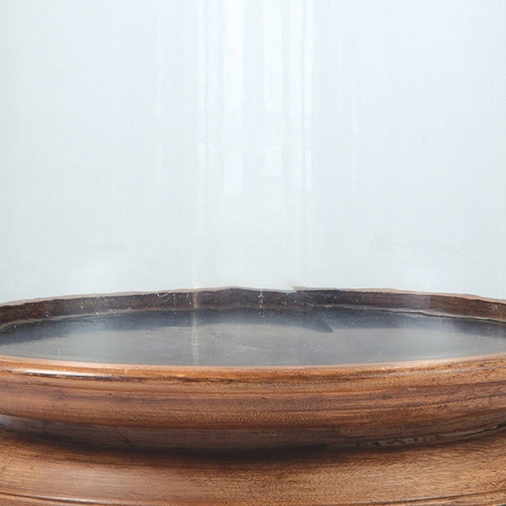 Clear Glass Hurricane Candle Holder with Wooden Base U976958