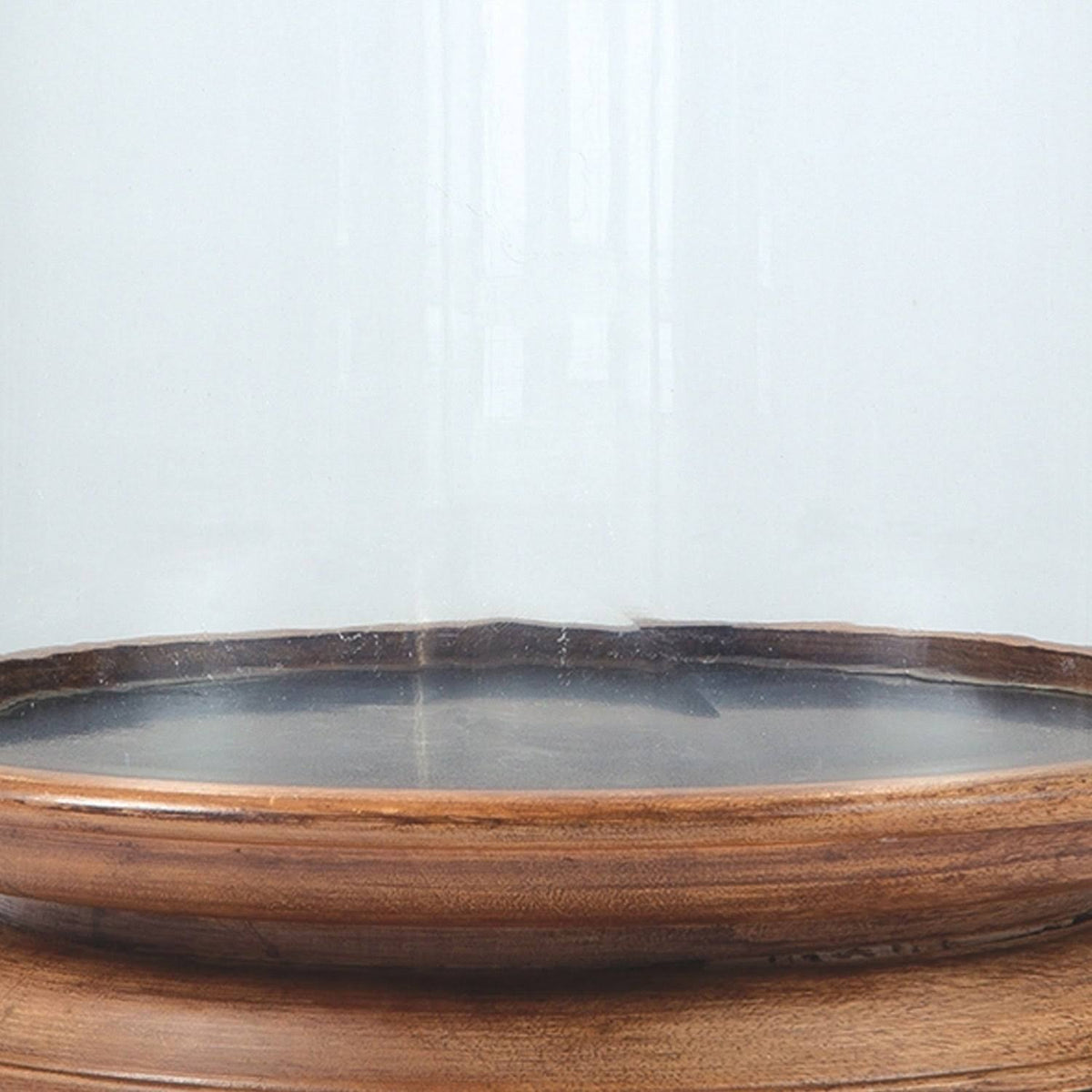 Clear Glass Hurricane Candle Holder with Wooden Base U976958