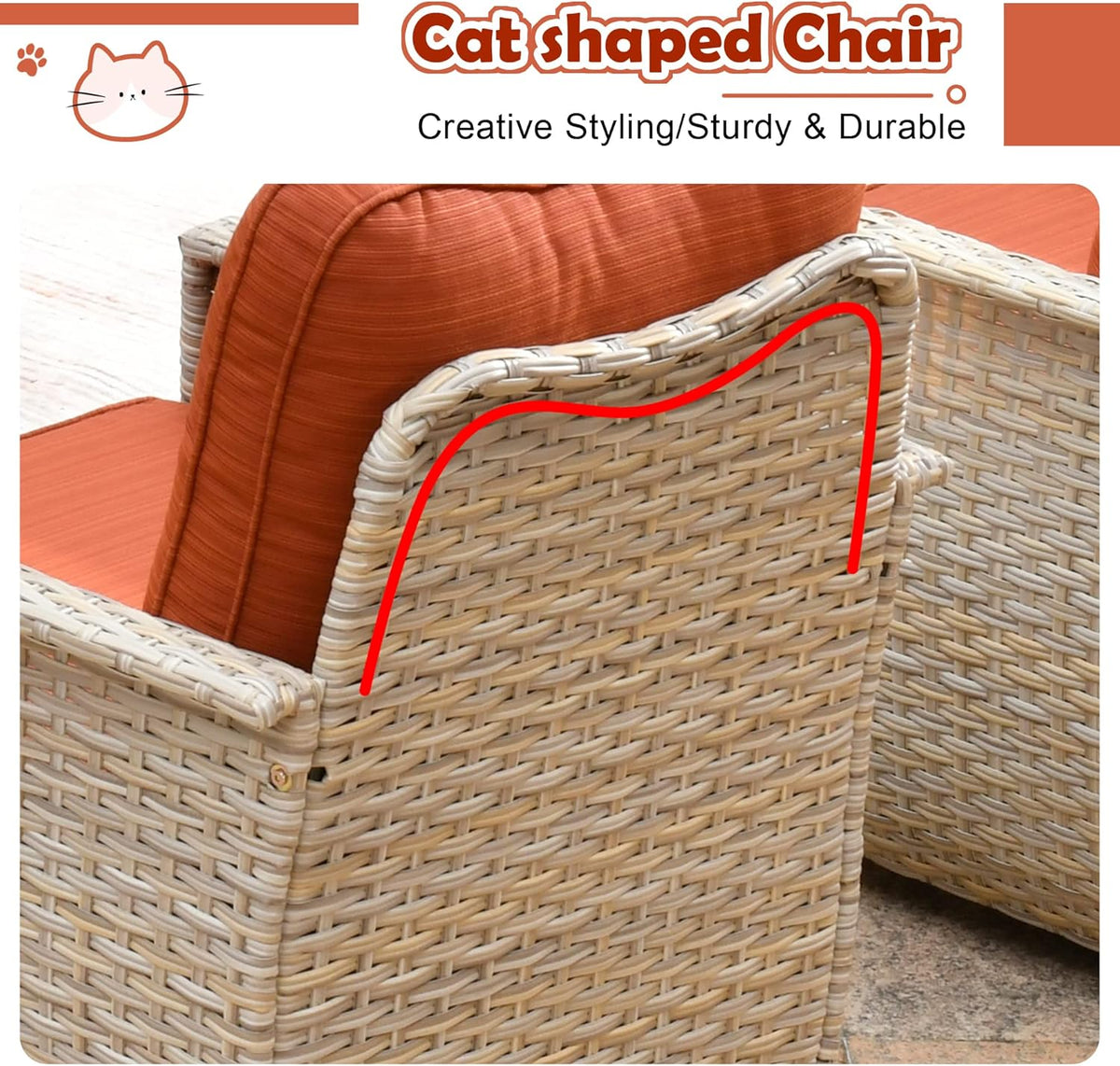 Beige Wicker Patio Chair Set with Pet House M868
