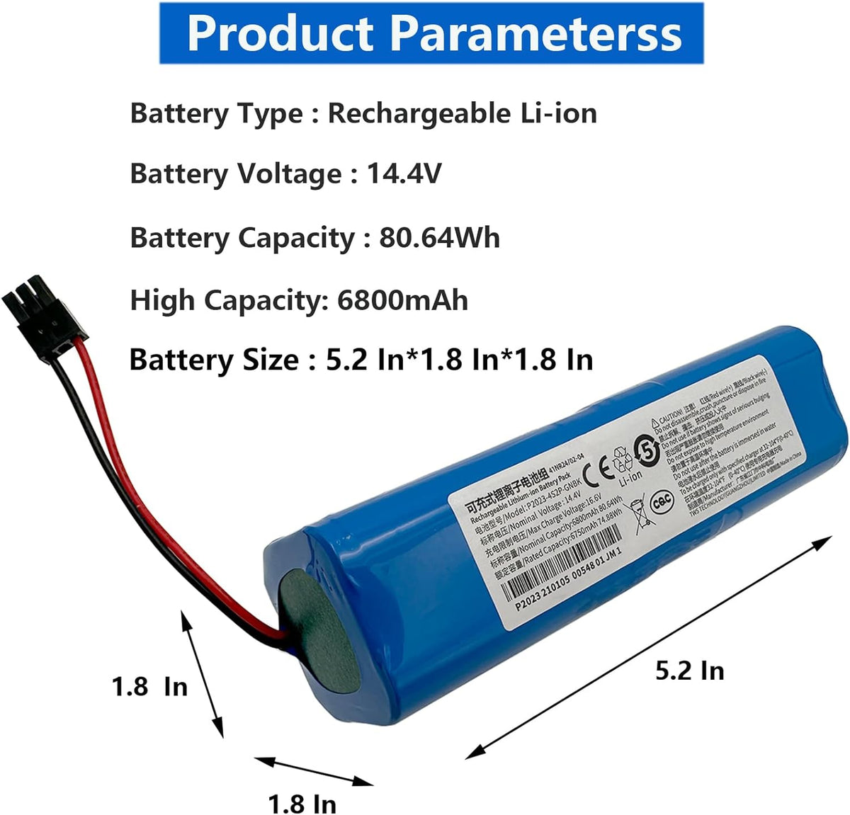 6800mAh 80.64Wh 14.4V Vacuum Battery G35727