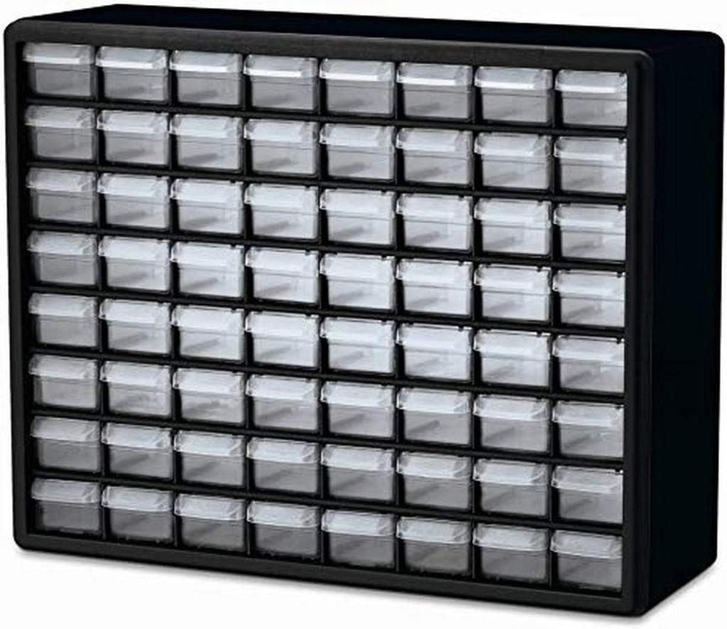 64 Drawer Plastic Parts Storage Cabinet, Black, Pack of 2 R291