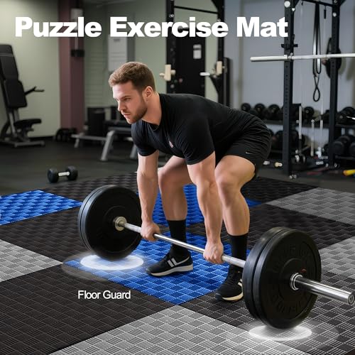 1" Thick EVA Interlocking Foam Gym Flooring Mat, Black (24 Sq Ft) M77734