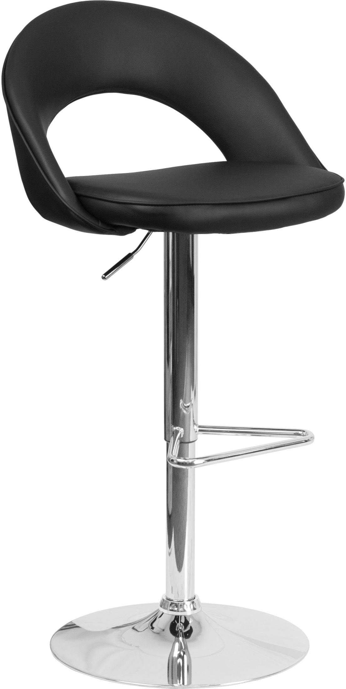 Black Vinyl Adjustable Height Barstool with Chrome L79492