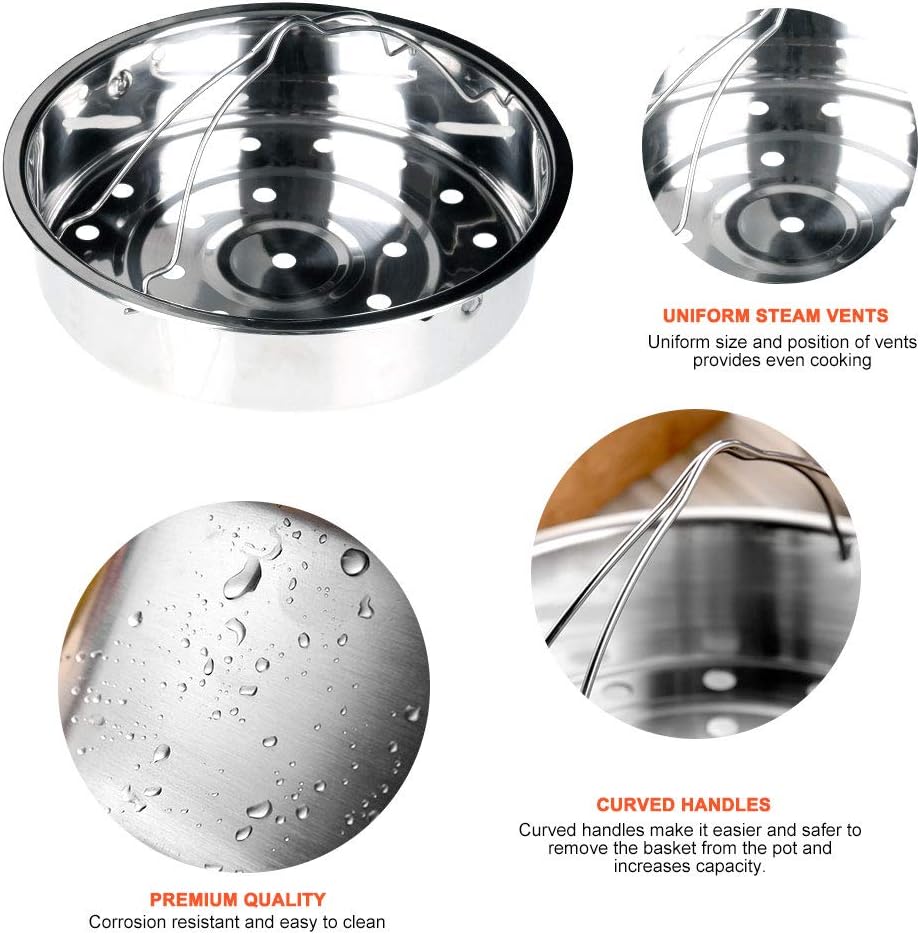 Stainless Steel 6-quart Electric Pressure Cooker Steam Rack Steamer Basket Insert Set M3485