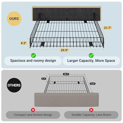 Light Grey Queen Size Platform Bed Frame with 4 Storage Drawers P82166