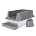 White Enclosed Stainless Steel Cat Litter Box C7824