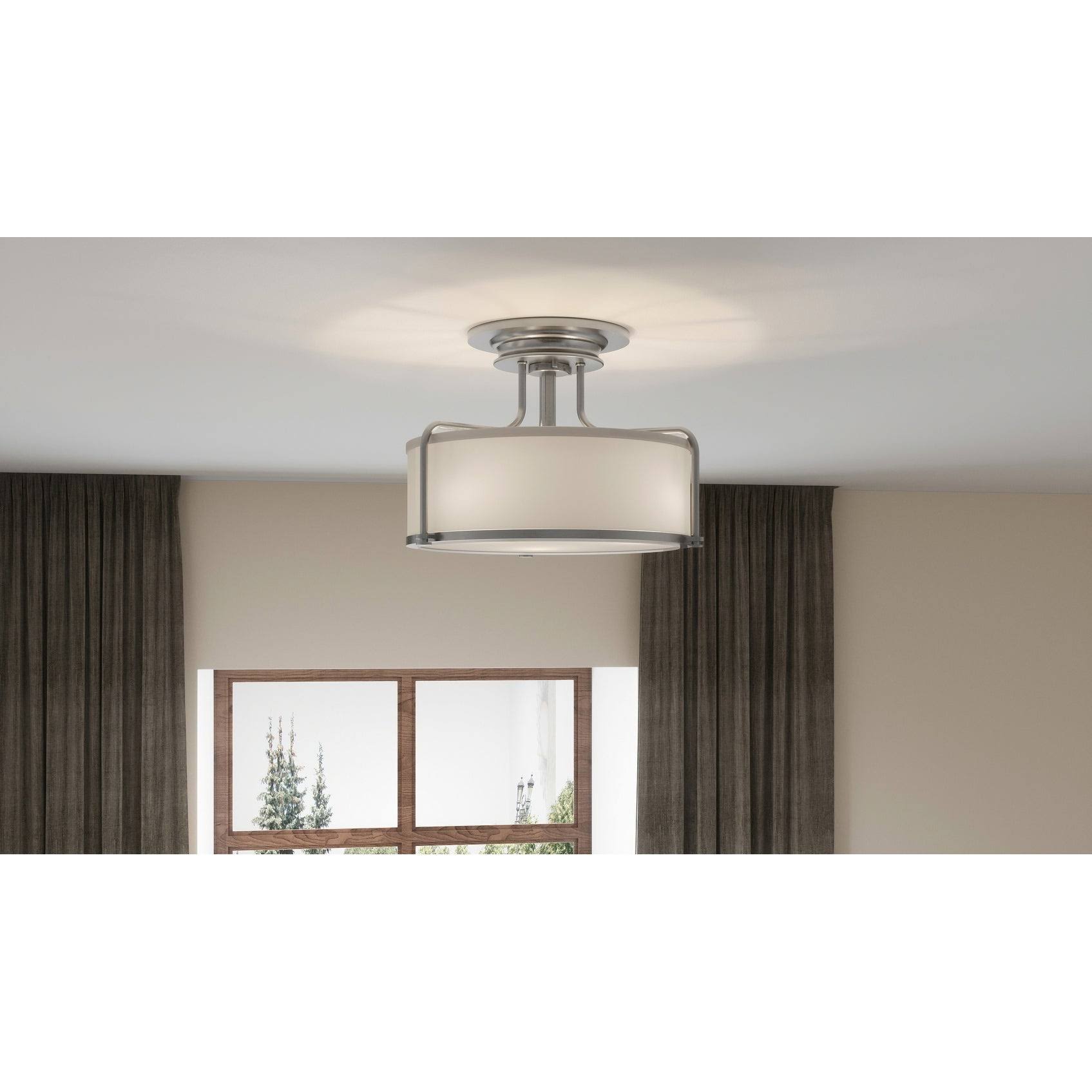 Brushed Nickel 3-Light Semi-Flush Mount E701