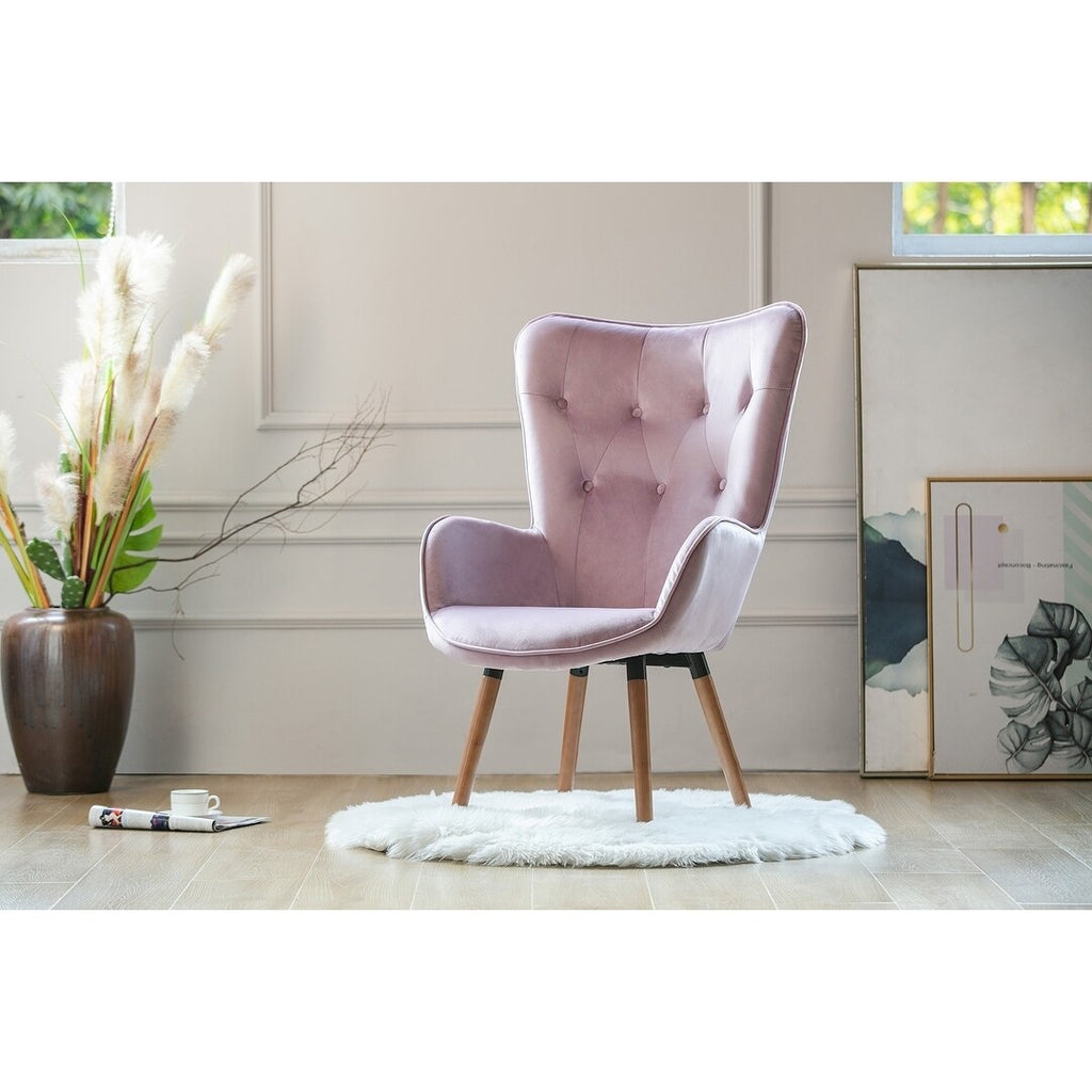 Velvet Pink Wingback Arm Chairs Q87595