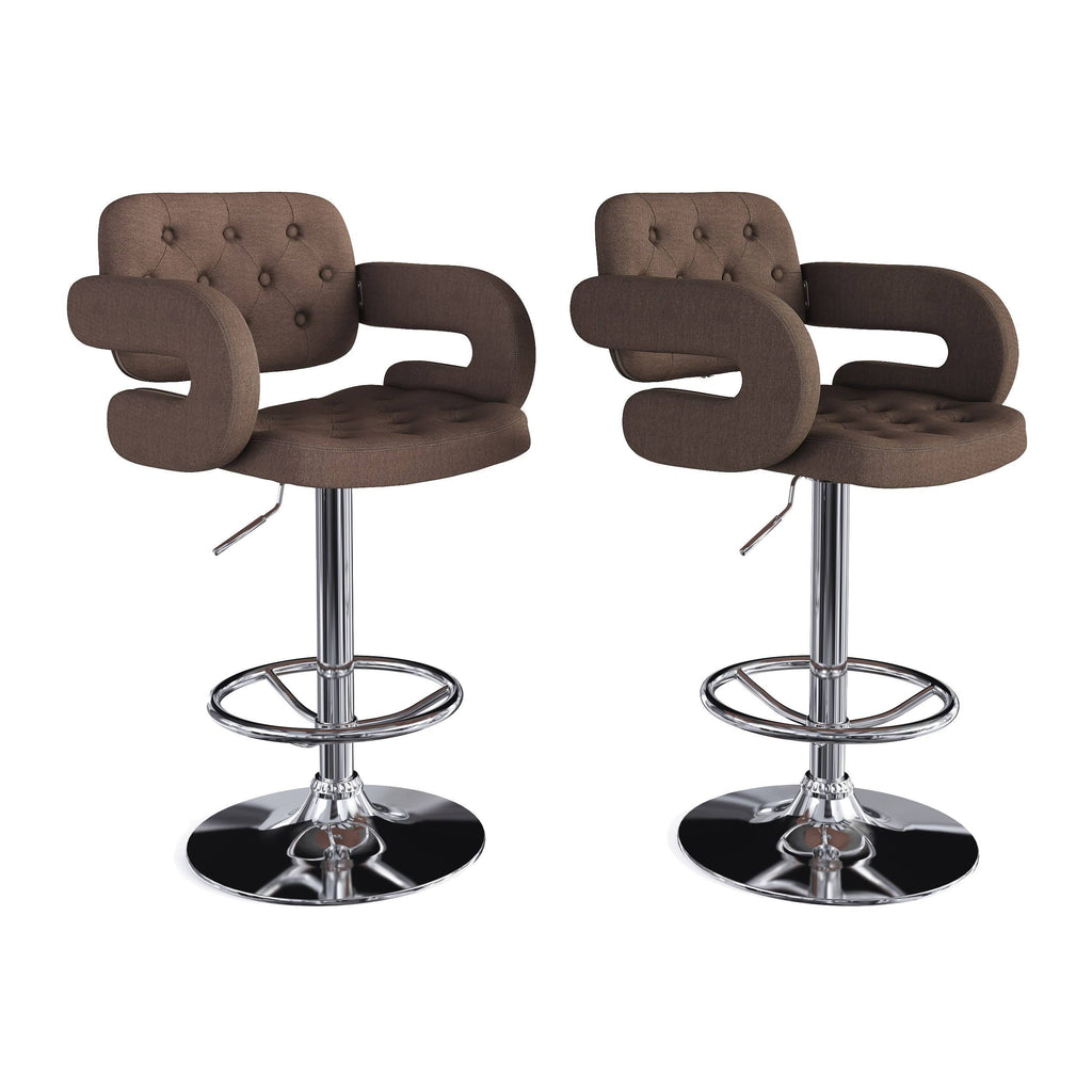 Dark Brown Fabric Barstool (Set of 2) A573