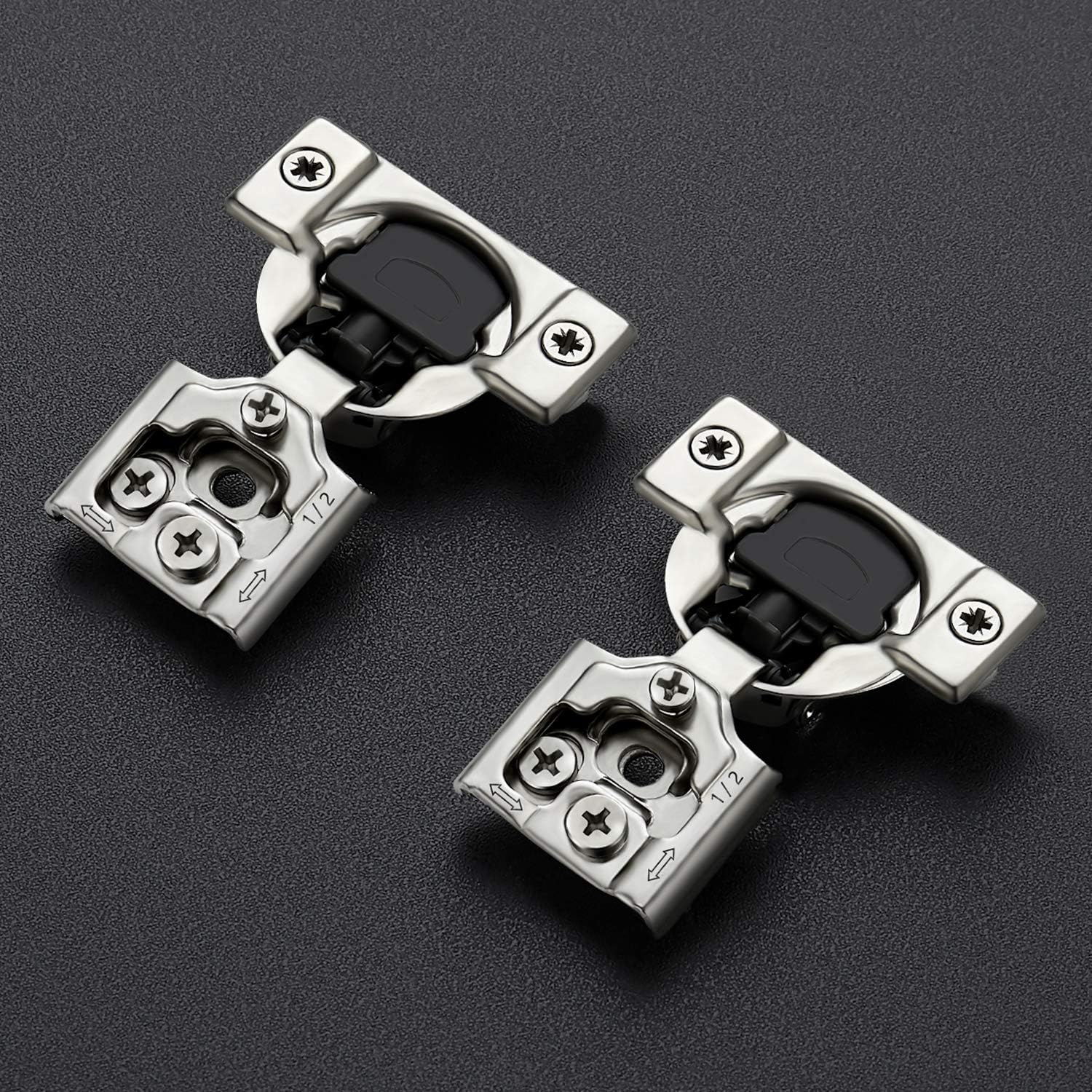 62 Pack 31 Pairs 1/2 inch Overlay Soft Close Satin Nickel Stainless Steel Concealed Hinges Y414