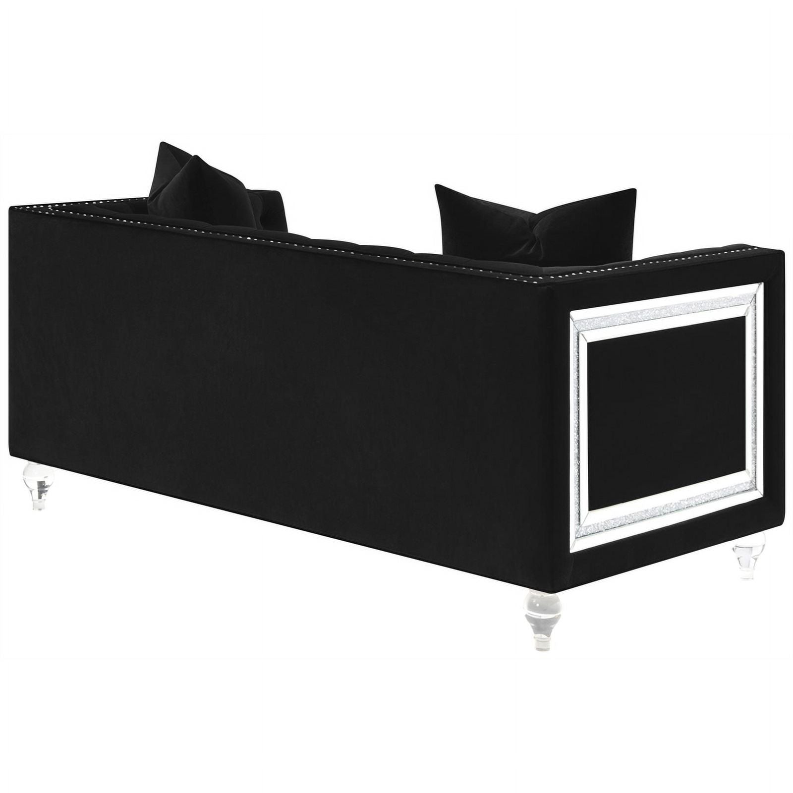 Black Velvet Tufted Arm Loveseat X263867