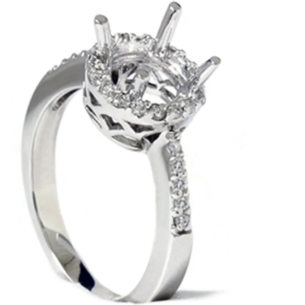Vintage 14K Pave Diamond Halo Engagement Ring Mounting C71527
