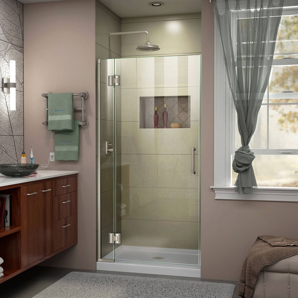 Frameless Hinged Shower Door Brushed Nickel L4157