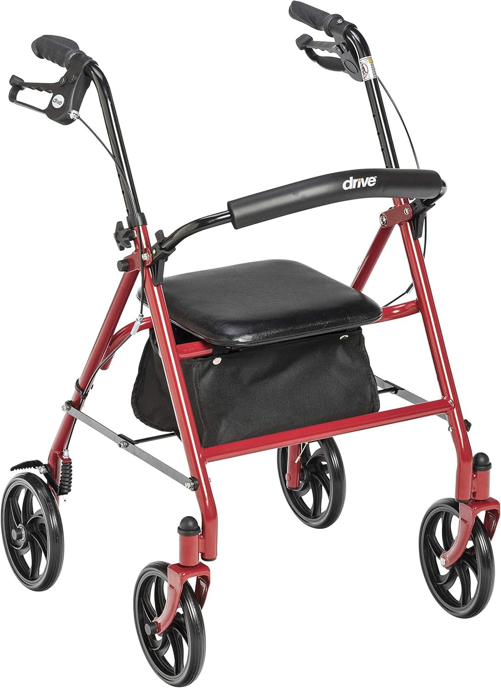 4 Wheel Rollator Walker with Seat, Steel Rolling Walker, Height Adjustable Folding Steel Bedside Commode Chair, Portable Toilet W527864