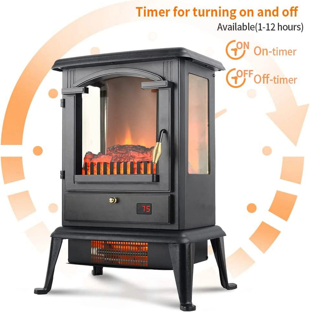 22.4" Freestanding Portable Infrared Fireplace Heater Stove with Remote, 1000W/1500W O980